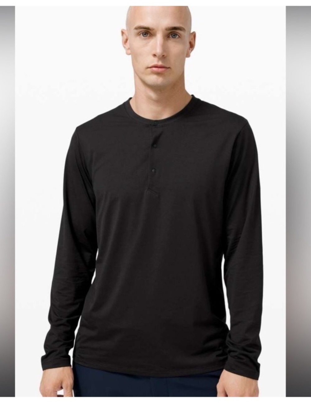 Lululemon Men's The Fundamental Long Sleeve Henley Shirt, Black Size Medium